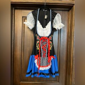 Black and Blue Dirndl Oktoberfest lederhosen German Costume Dress (XS)